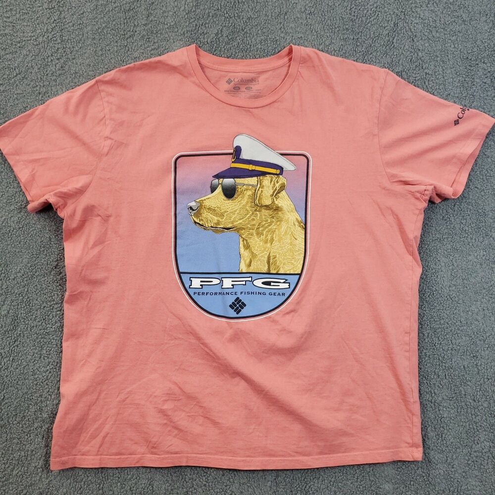 Columbia PFG Sniffers T-Shirt 2XL Pink Graphic Fishing Outdoor Crewneck Tee